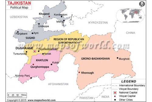 Political Map of Tajikistan