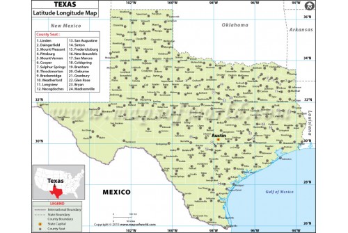 Texas Latitude and Longitude Map