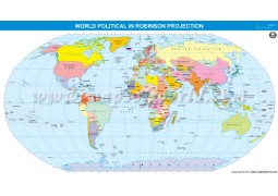 World Map in Robinson Projection - Digital File
