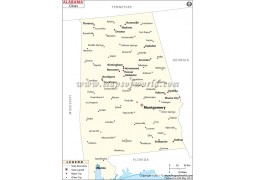 Map of Alabama Cities - Digital File
