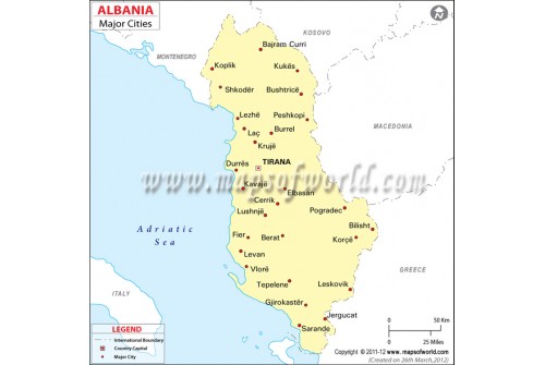 Map of Albania with Cities