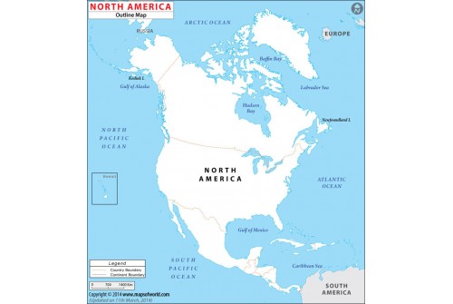 Blank Map of North America Continent