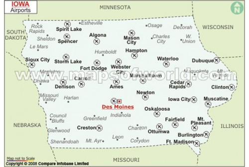 Iowa Airports Map