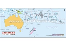 Australien Kontinent Politisch Karte - Digital File