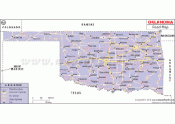 Oklahoma Road Map - Digital File