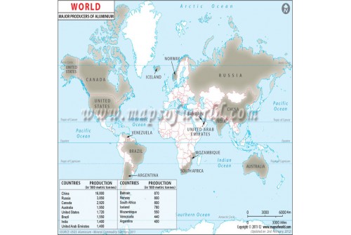 World Aluminium Producing Countries Map