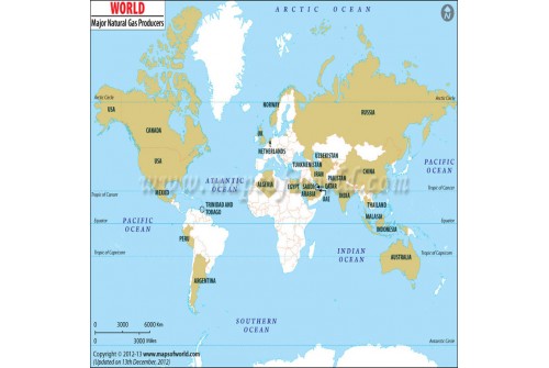 World Natural Gas Producing Countries Map