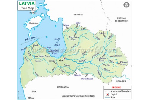 Latvia River Map