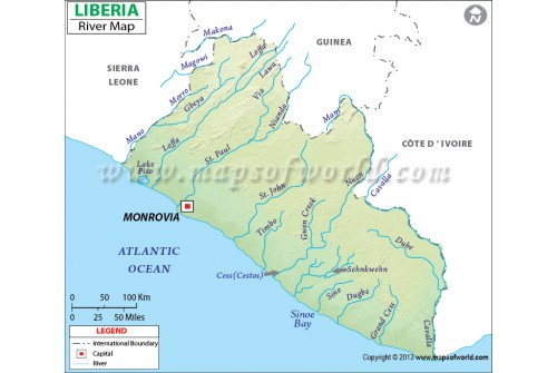Liberia River Map
