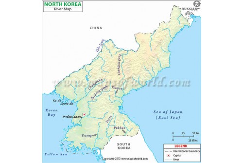 North Korea River Map