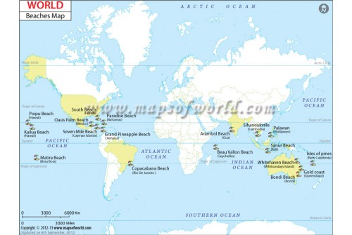 Map of Top Ten Beaches of the World