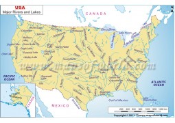 US Rivers and Lakes Map - Digital File