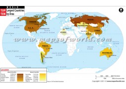 World Largest Countries by Area Map - Digital File