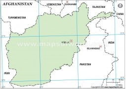 Afghanistan Outline Map, Green Color