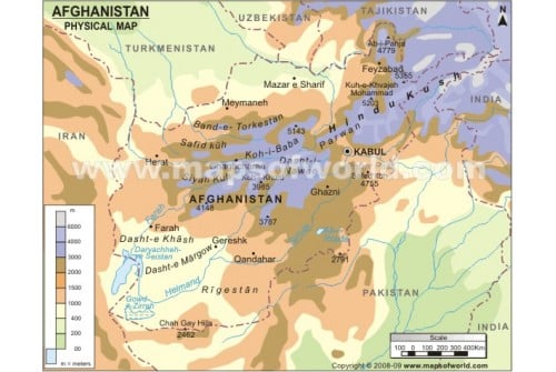 Afghanistan Physical Map 