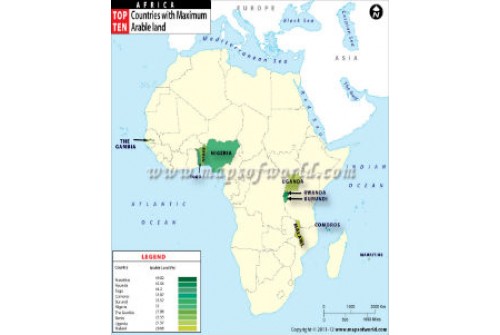 African Countries with Maximum Arable Land Map 