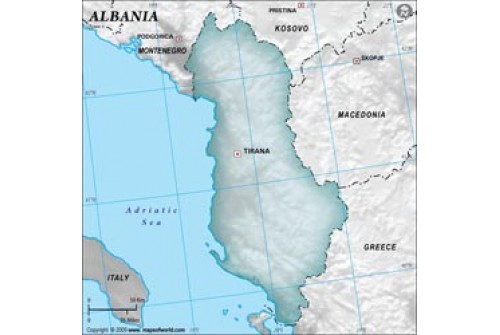 Albania Blank Map in Gray Color