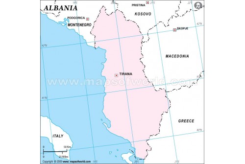 Albania Outline Map in Pink Color