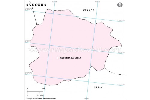 Andorra Blank Map in Pink Color