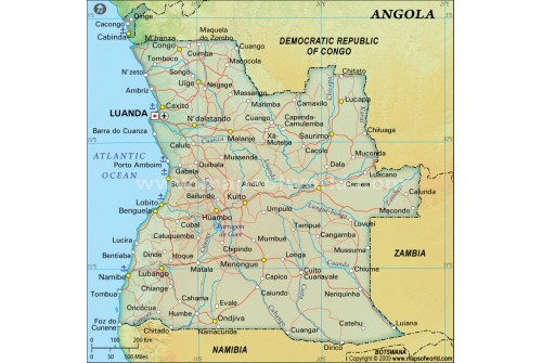 Angola Digital Map - Dark Green