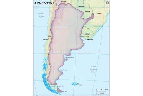 Argentina Blank Map, Dark Green 