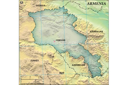 Armenia Blank Map, Dark Green 