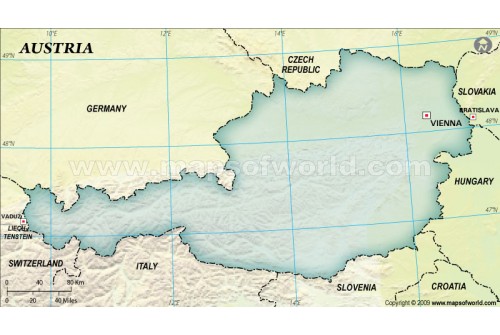 Austria Blank Map, Dark Green 