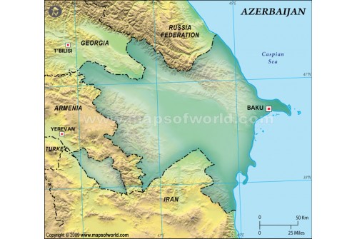 Azerbaijan Blank Map, Dark Green 