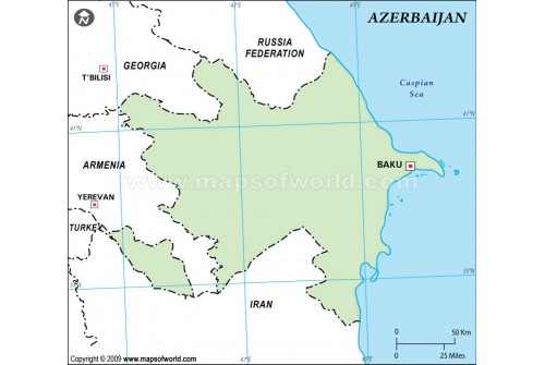 Azerbaijan Outline Map in Green Color