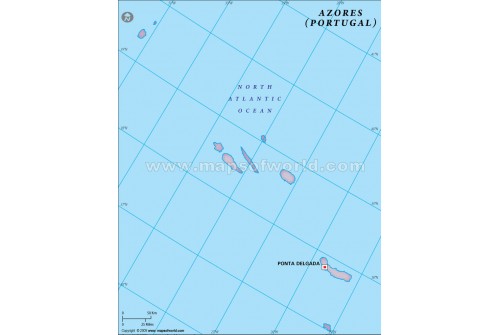Azores Blank Map in Gray Color
