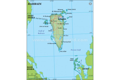 Political Map of Bahrain in Dark Green Background