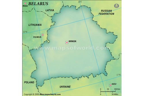 Belarus Blank Map in Dark Green Background