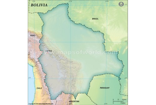 Bolivia Blank Map, Dark Green 