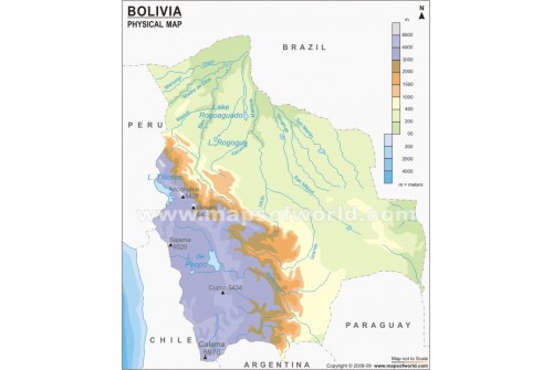Bolivia Physical Map 