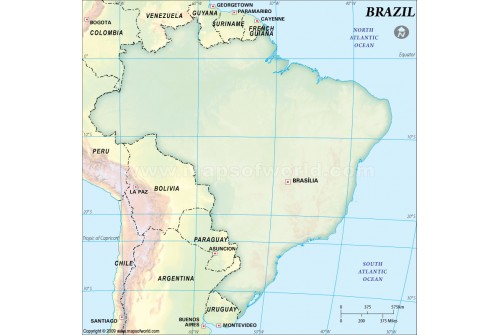 Brazil Dark Green Blank Map