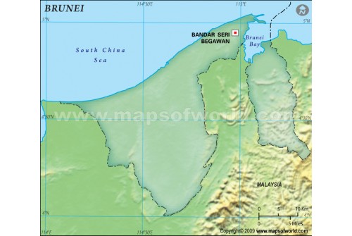Brunei Blank Map, Dark Green 
