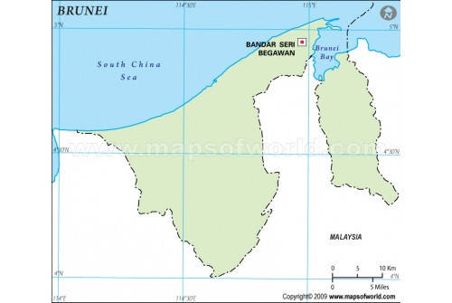 Brunei Outline Map in Green Color