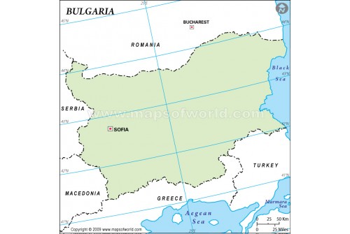 Bulgaria Outline Map in Green Color