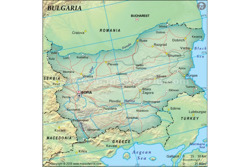 Bulgaria Political Map, Dark Green 