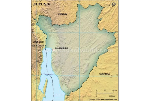Burundi Blank Map, Dark Green 
