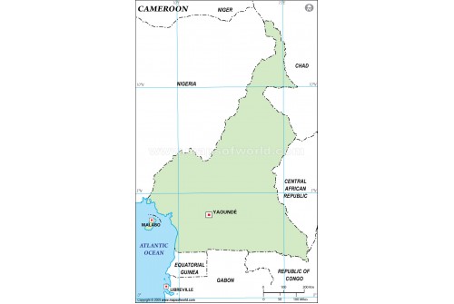 Cameroon Outline Map, Green 