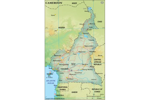 Cameroon Political Map, Dark Green 