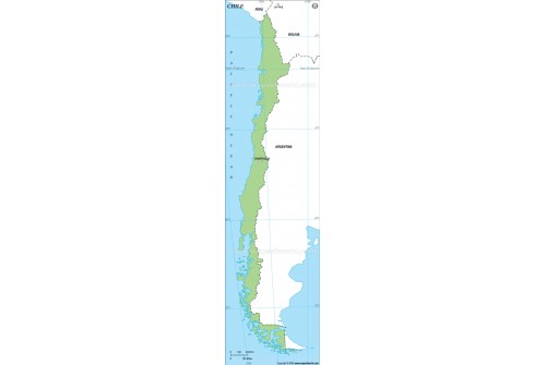 Chile Outline Map in Green Color