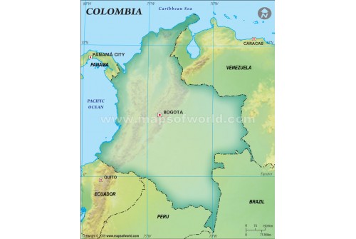Colombia Blank Map, Dark Green 
