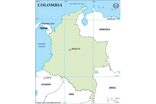 Colombia Outline Map, Green 