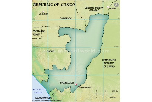 Congo Blank Map, Dark Green 