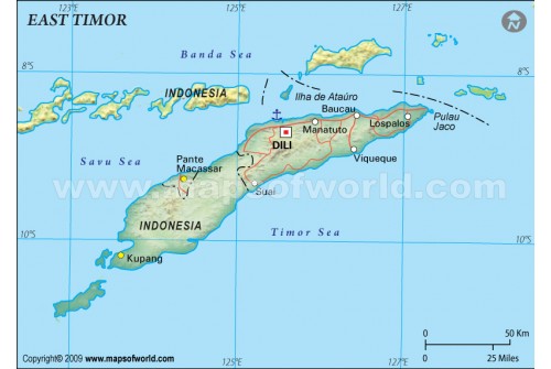 East Timor Political Map, Dark Green 