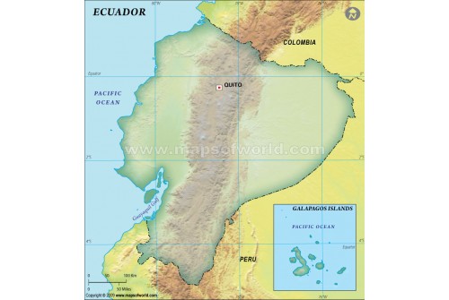Ecuador Blank Map, Dark Green 
