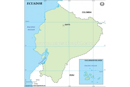 Ecuador Outline Map in Green Color
