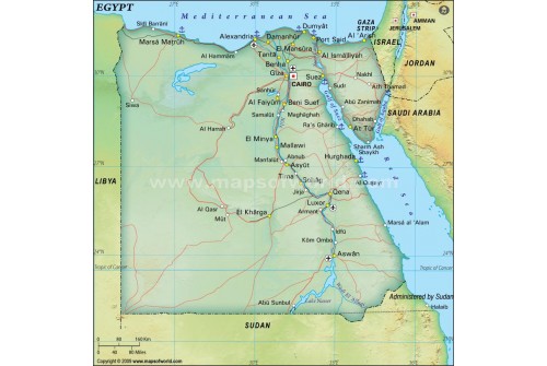 Egypt Political Map, Dark Green 